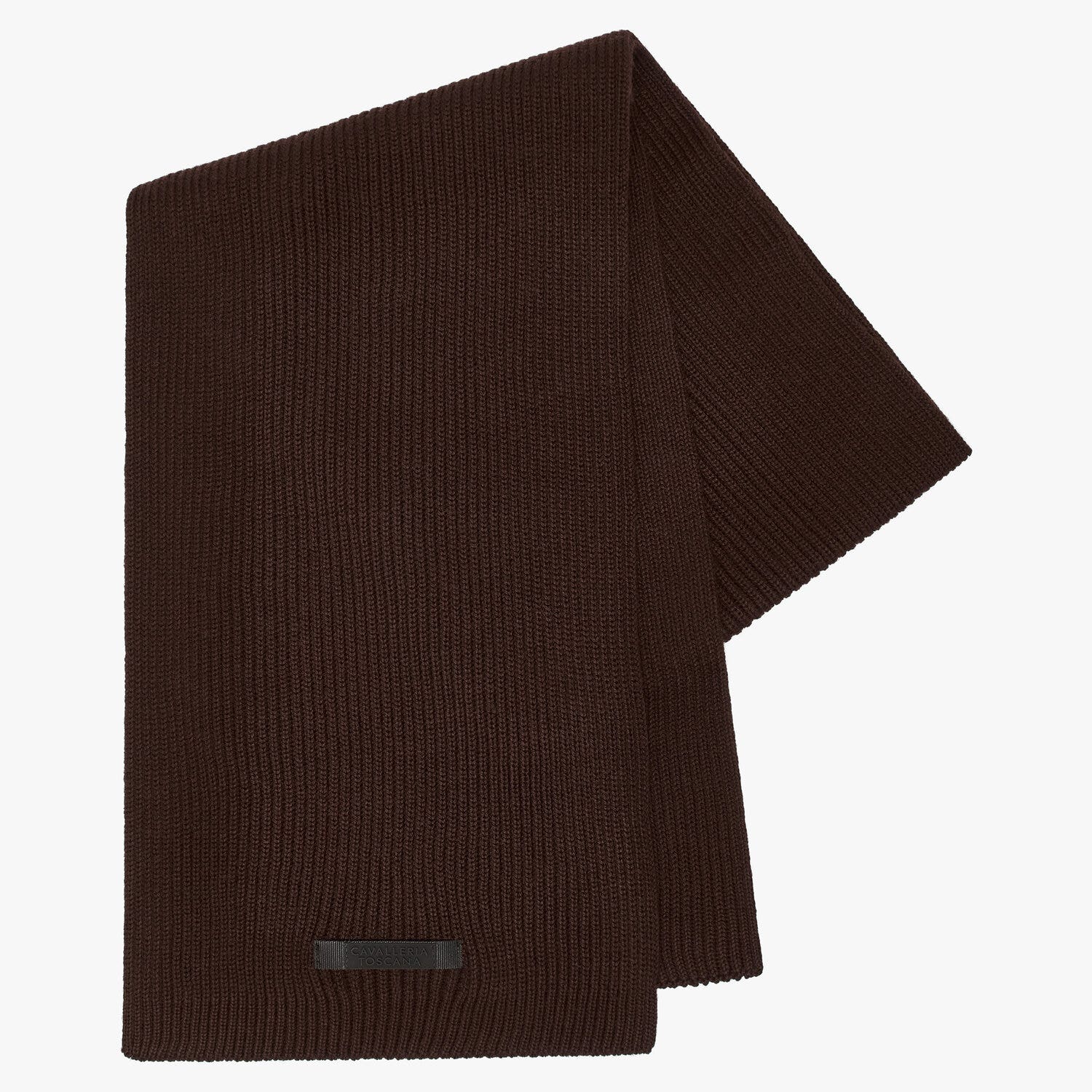 Cavalleria Toscana Merino wool scarf DARK CHOCOLATE-1