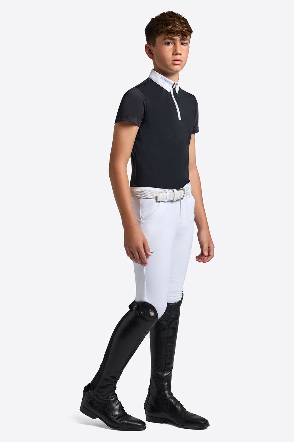 Rider's Gene Rider's Gene Short Sleeve Competition Polo for Boys NAVY-1