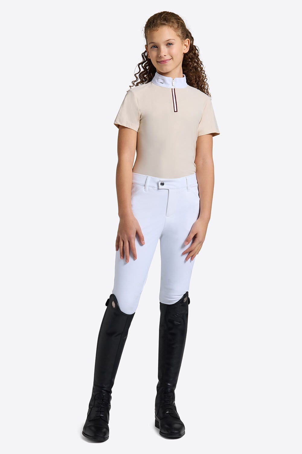 Rider's Gene Rider’s Gene Girls’ Short Sleeves Competition Polo Shirt SANDSHELL-1