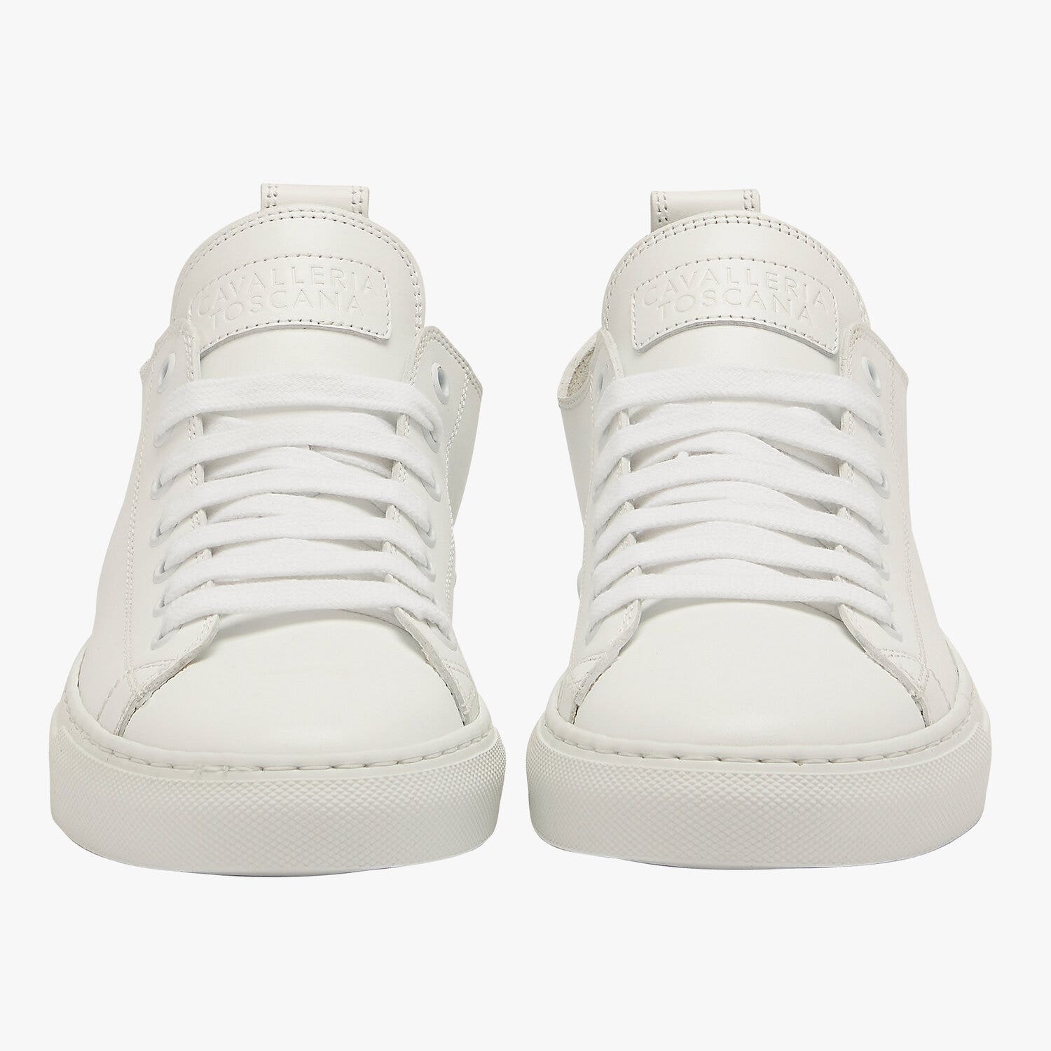 Cavalleria Toscana Leather lace-up sneakers with a cup sole WHITE-1