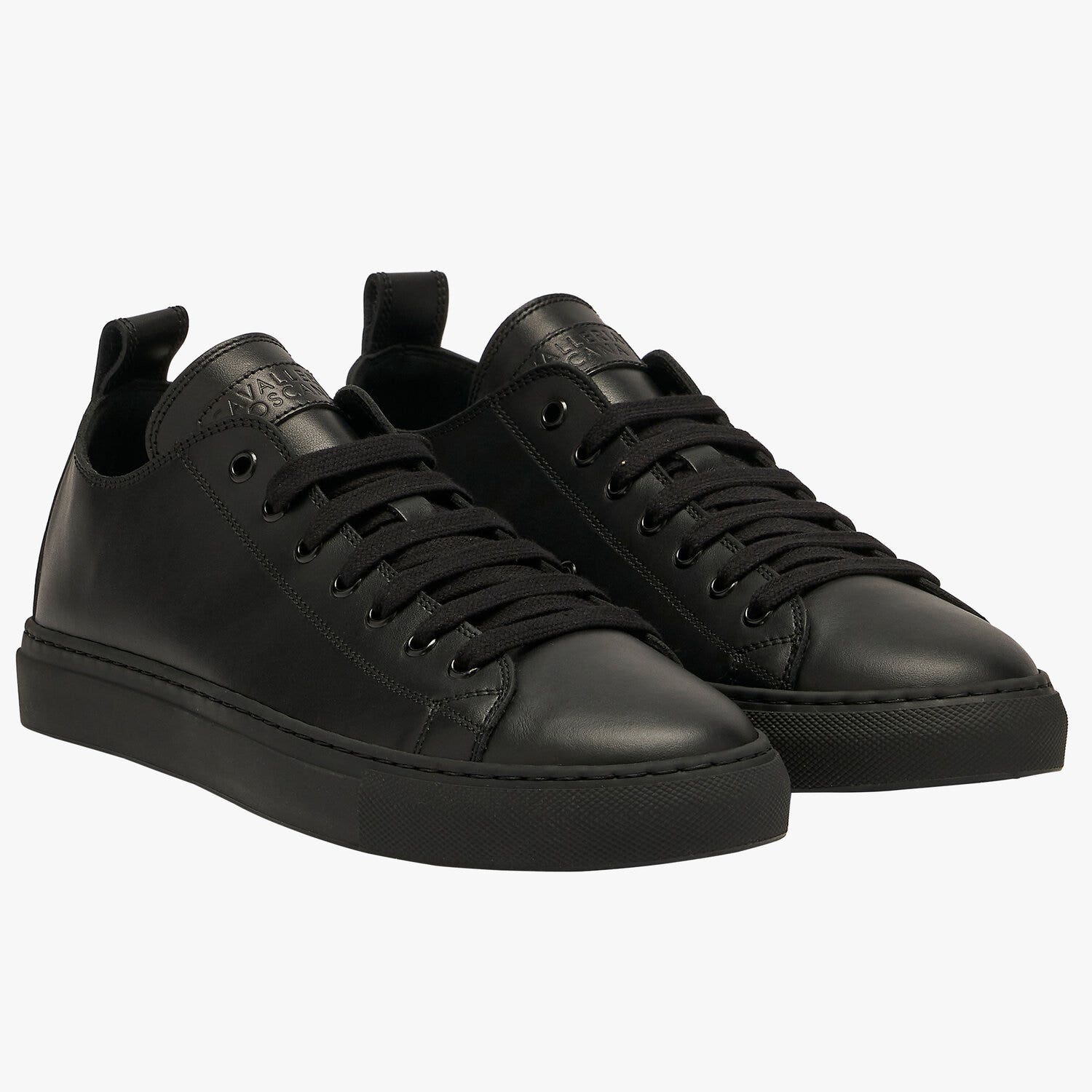 Cavalleria Toscana Leather lace-up sneakers with a cup sole BLACK-1