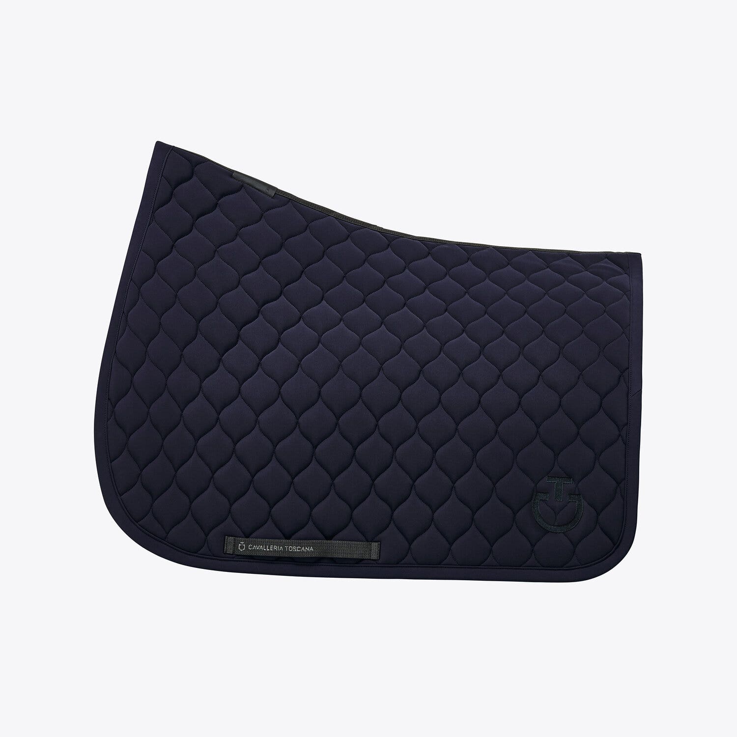 Cavalleria Toscana Circular-quilted jumping saddle pad NAVY Logo NAVY-1