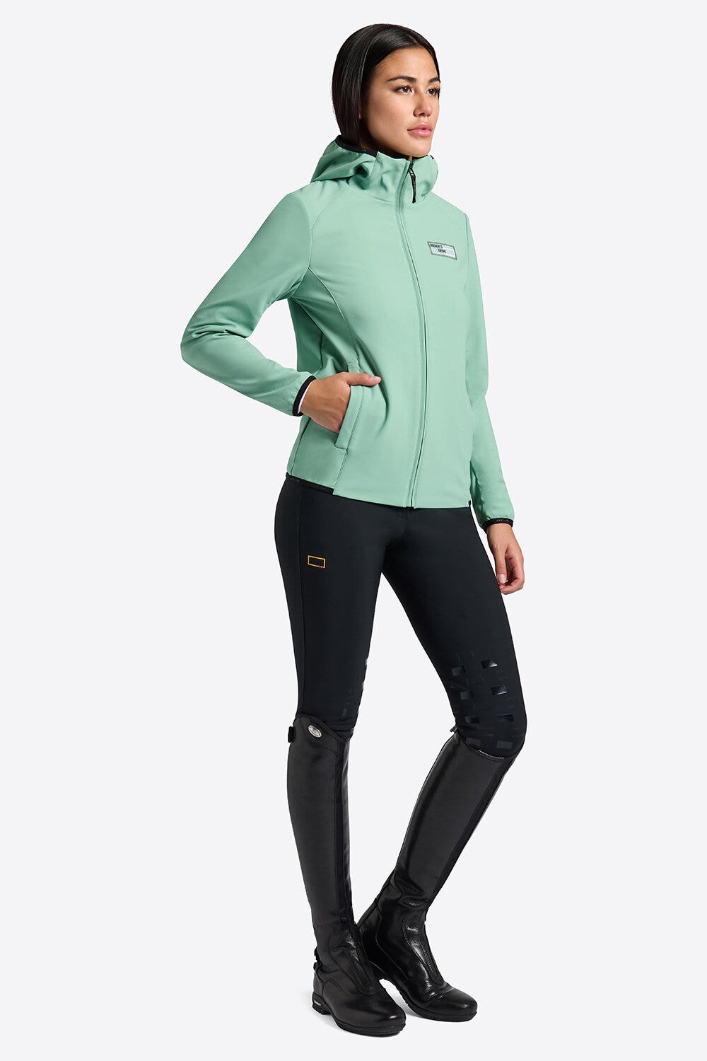 Rider's Gene Rider’s Gene Women’s Softshell with Hood and Zip MEADOWN GREEN-1