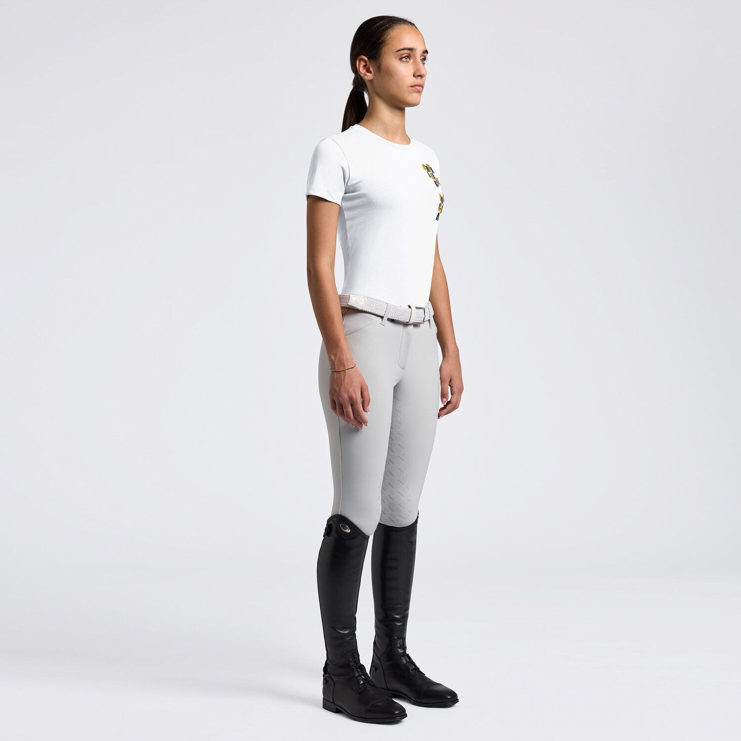 Cavalleria Toscana Girl's Cotton T-Shirt with Multicolor Embroidered Logo