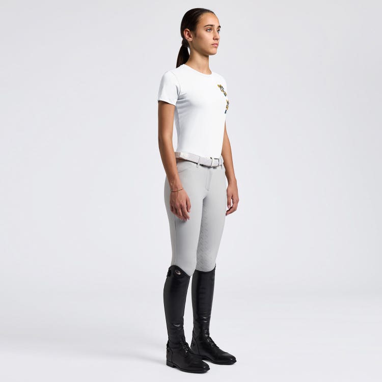 Cavalleria Toscana Girl's Cotton T-Shirt with Multicolor Embroidered Logo